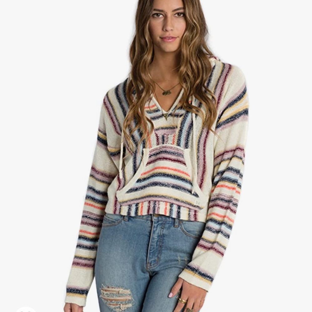 Billabong Baja Hooded Cropped Poncho Sweater size M